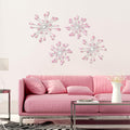 Pink 4 Pcs Starburst Wall Decor Bling Wall Art Crystal Teardrop 3D Hanging Rhinestone Radial Metal Artwork Modern Accent Sculptures Decorations for Living Room Home Office Bedroom