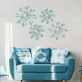 Light Blue 4 Pcs Starburst Wall Decor Bling Wall Art Crystal Teardrop 3D Hanging Rhinestone Radial Metal Artwork Modern Accent Sculptures Decorations for Living Room Home Office Bedroom