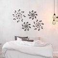 Black 4 Pcs Starburst Wall Decor Bling Wall Art Crystal Teardrop 3D Hanging Rhinestone Radial Metal Artwork Modern Accent Sculptures Decorations for Living Room Home Office Bedroom
