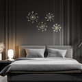 Gold 4 Pcs Starburst Wall Decor Bling Wall Art Crystal Teardrop 3D Hanging Rhinestone Radial Metal Artwork Modern Accent Sculptures Decorations for Living Room Home Office Bedroom